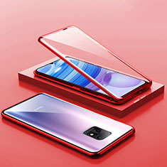 Luxury Aluminum Metal Frame Mirror Cover Case 360 Degrees P03 for Xiaomi Redmi 10X 5G Red