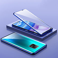 Luxury Aluminum Metal Frame Mirror Cover Case 360 Degrees P03 for Xiaomi Redmi 10X Pro 5G Blue