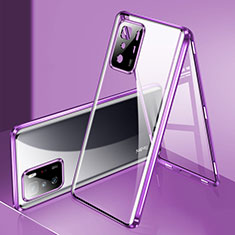 Luxury Aluminum Metal Frame Mirror Cover Case 360 Degrees P03 for Xiaomi Redmi Note 10 Pro 5G Purple