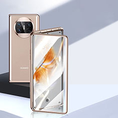 Luxury Aluminum Metal Frame Mirror Cover Case 360 Degrees P04 for Huawei Mate X3 Gold