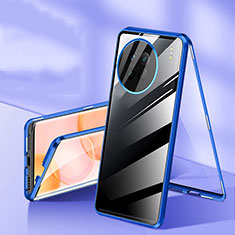 Luxury Aluminum Metal Frame Mirror Cover Case 360 Degrees P04 for OnePlus 11 5G Blue
