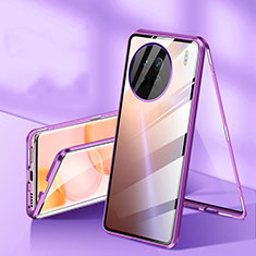 Luxury Aluminum Metal Frame Mirror Cover Case 360 Degrees P04 for OnePlus Ace 2 5G Purple
