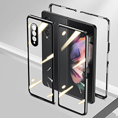 Luxury Aluminum Metal Frame Mirror Cover Case 360 Degrees P05 for Samsung Galaxy Z Fold3 5G Black