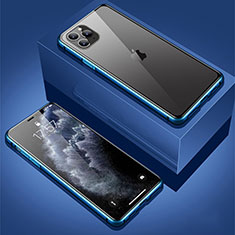 Luxury Aluminum Metal Frame Mirror Cover Case 360 Degrees T01 for Apple iPhone 11 Pro Max Blue