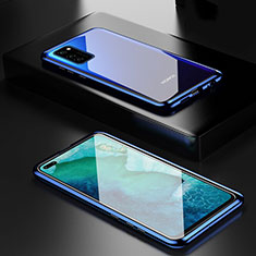 Luxury Aluminum Metal Frame Mirror Cover Case 360 Degrees T01 for Huawei Honor View 30 5G Blue