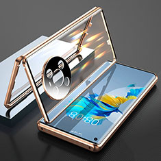 Luxury Aluminum Metal Frame Mirror Cover Case 360 Degrees T01 for Huawei Mate 40 Gold