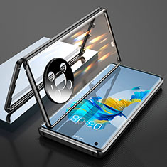 Luxury Aluminum Metal Frame Mirror Cover Case 360 Degrees T01 for Huawei Mate 40E 4G Black