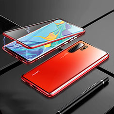 Luxury Aluminum Metal Frame Mirror Cover Case 360 Degrees T01 for Huawei P30 Pro Red
