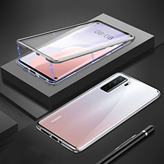 Luxury Aluminum Metal Frame Mirror Cover Case 360 Degrees T01 for Huawei P40 Lite 5G Silver