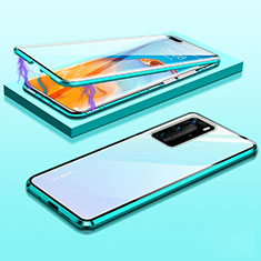 Luxury Aluminum Metal Frame Mirror Cover Case 360 Degrees T01 for Huawei P40 Pro Cyan