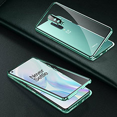 Luxury Aluminum Metal Frame Mirror Cover Case 360 Degrees T01 for OnePlus 8 Green