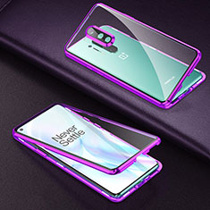 Luxury Aluminum Metal Frame Mirror Cover Case 360 Degrees T01 for OnePlus 8 Pro Purple