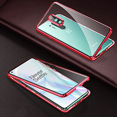 Luxury Aluminum Metal Frame Mirror Cover Case 360 Degrees T01 for OnePlus 8 Pro Red