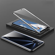 Luxury Aluminum Metal Frame Mirror Cover Case 360 Degrees T01 for Oppo A72 Black