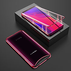 Luxury Aluminum Metal Frame Mirror Cover Case 360 Degrees T01 for Oppo Find X Red