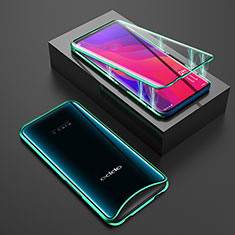 Luxury Aluminum Metal Frame Mirror Cover Case 360 Degrees T01 for Oppo Find X Super Flash Edition Green