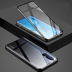Luxury Aluminum Metal Frame Mirror Cover Case 360 Degrees T01 for Oppo Find X2 Neo Black