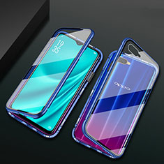 Luxury Aluminum Metal Frame Mirror Cover Case 360 Degrees T01 for Oppo K1 Blue