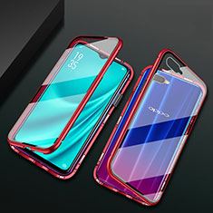 Luxury Aluminum Metal Frame Mirror Cover Case 360 Degrees T01 for Oppo R17 Neo Red