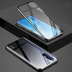 Luxury Aluminum Metal Frame Mirror Cover Case 360 Degrees T01 for Oppo Reno3 Pro Silver