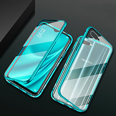 Luxury Aluminum Metal Frame Mirror Cover Case 360 Degrees T01 for Oppo RX17 Neo Green
