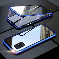 Luxury Aluminum Metal Frame Mirror Cover Case 360 Degrees T01 for Samsung Galaxy A51 5G Blue