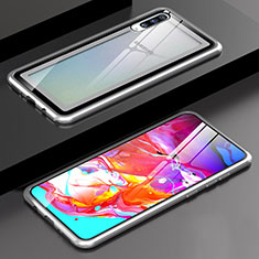 Luxury Aluminum Metal Frame Mirror Cover Case 360 Degrees T01 for Samsung Galaxy A70S Silver