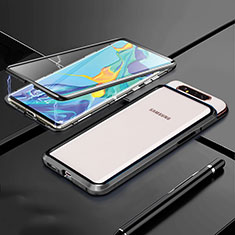 Luxury Aluminum Metal Frame Mirror Cover Case 360 Degrees T01 for Samsung Galaxy A80 Black
