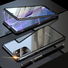 Luxury Aluminum Metal Frame Mirror Cover Case 360 Degrees T01 for Samsung Galaxy Note 20 5G Black