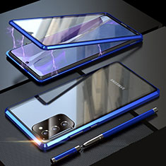 Luxury Aluminum Metal Frame Mirror Cover Case 360 Degrees T01 for Samsung Galaxy Note 20 5G Blue