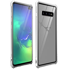 Luxury Aluminum Metal Frame Mirror Cover Case 360 Degrees T01 for Samsung Galaxy S10 Plus Silver