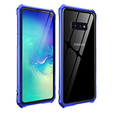 Luxury Aluminum Metal Frame Mirror Cover Case 360 Degrees T01 for Samsung Galaxy S10e Blue
