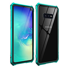 Luxury Aluminum Metal Frame Mirror Cover Case 360 Degrees T01 for Samsung Galaxy S10e Cyan