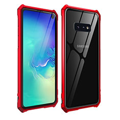 Luxury Aluminum Metal Frame Mirror Cover Case 360 Degrees T01 for Samsung Galaxy S10e Red