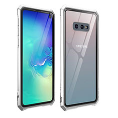 Luxury Aluminum Metal Frame Mirror Cover Case 360 Degrees T01 for Samsung Galaxy S10e Silver