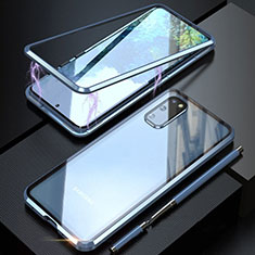 Luxury Aluminum Metal Frame Mirror Cover Case 360 Degrees T01 for Samsung Galaxy S20 5G Blue