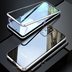 Luxury Aluminum Metal Frame Mirror Cover Case 360 Degrees T01 for Samsung Galaxy S20 Plus 5G Silver