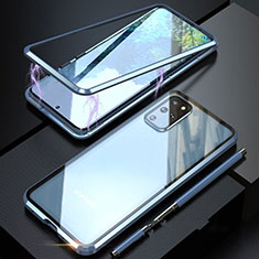 Luxury Aluminum Metal Frame Mirror Cover Case 360 Degrees T01 for Samsung Galaxy S20 Plus Blue