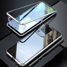 Luxury Aluminum Metal Frame Mirror Cover Case 360 Degrees T01 for Samsung Galaxy S20 Ultra Silver