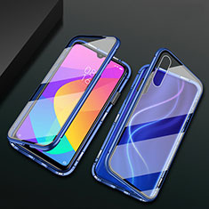 Luxury Aluminum Metal Frame Mirror Cover Case 360 Degrees T01 for Xiaomi Mi A3 Blue
