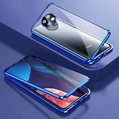 Luxury Aluminum Metal Frame Mirror Cover Case 360 Degrees T01 for Xiaomi Poco F2 Pro Blue