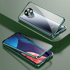 Luxury Aluminum Metal Frame Mirror Cover Case 360 Degrees T01 for Xiaomi Poco F2 Pro Green