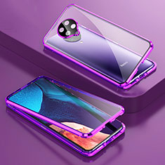 Luxury Aluminum Metal Frame Mirror Cover Case 360 Degrees T01 for Xiaomi Poco F2 Pro Purple