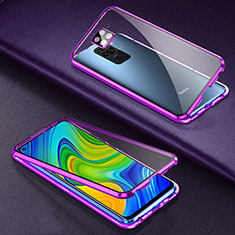 Luxury Aluminum Metal Frame Mirror Cover Case 360 Degrees T01 for Xiaomi Redmi 10X 4G Purple