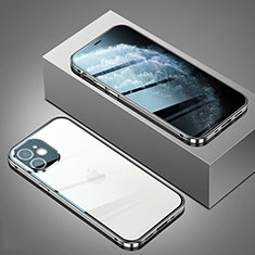 Luxury Aluminum Metal Frame Mirror Cover Case 360 Degrees T02 for Apple iPhone 12 Mini Silver
