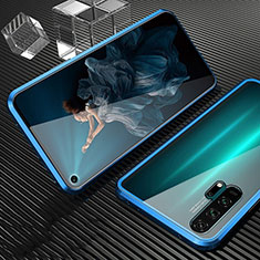 Luxury Aluminum Metal Frame Mirror Cover Case 360 Degrees T02 for Huawei Honor 20 Pro Blue