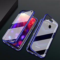 Luxury Aluminum Metal Frame Mirror Cover Case 360 Degrees T02 for Huawei Honor View 20 Blue