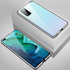 Luxury Aluminum Metal Frame Mirror Cover Case 360 Degrees T02 for Huawei Honor View 30 Pro 5G Silver