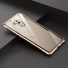 Luxury Aluminum Metal Frame Mirror Cover Case 360 Degrees T02 for Huawei Mate 20 Lite Gold