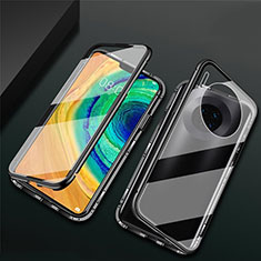 Luxury Aluminum Metal Frame Mirror Cover Case 360 Degrees T02 for Huawei Mate 30 5G Black